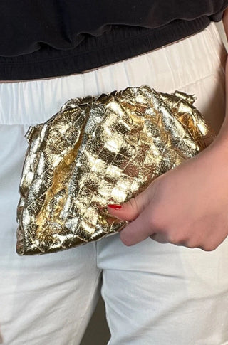 Woven Cloud Clutch in Gold - obligato