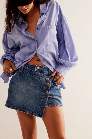 Wynne Denim Skirt in Cornflower - obligato