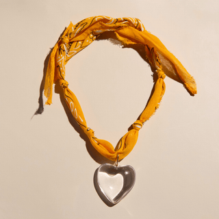 Yellow Bandana Necklace: Large Heart Locket / Yellow - obligato