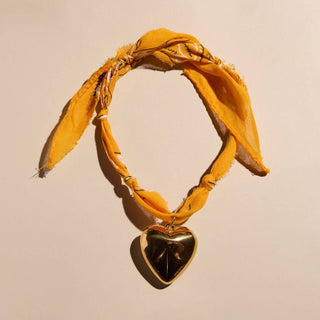 Yellow Bandana Necklace: Large Heart Locket / Yellow - obligato