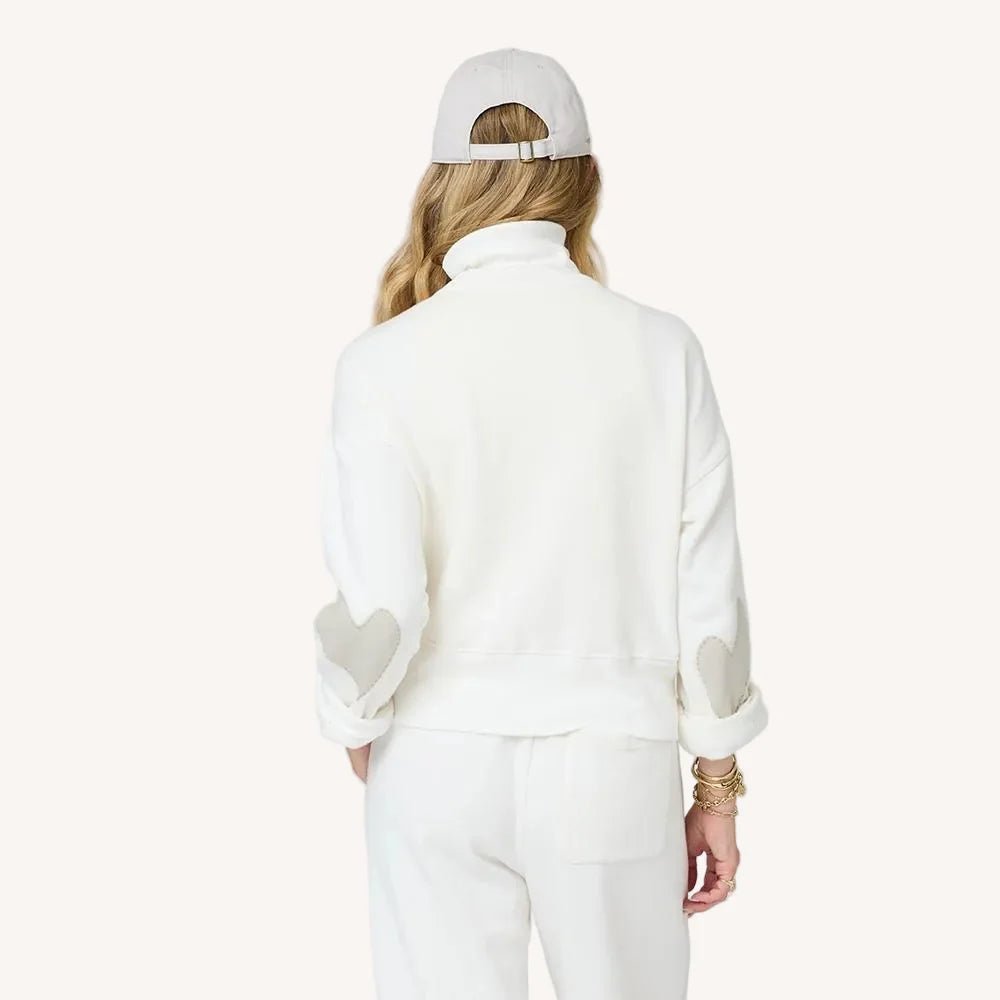 Zip Up Mock Neck Sweatshirt in Cream - obligato