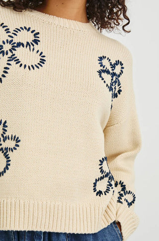 Zoey Sweater in Ivory & Navy - obligato